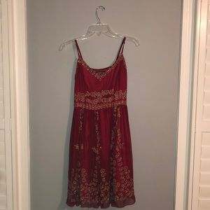 STUNNING red dress and gold beaded design!!